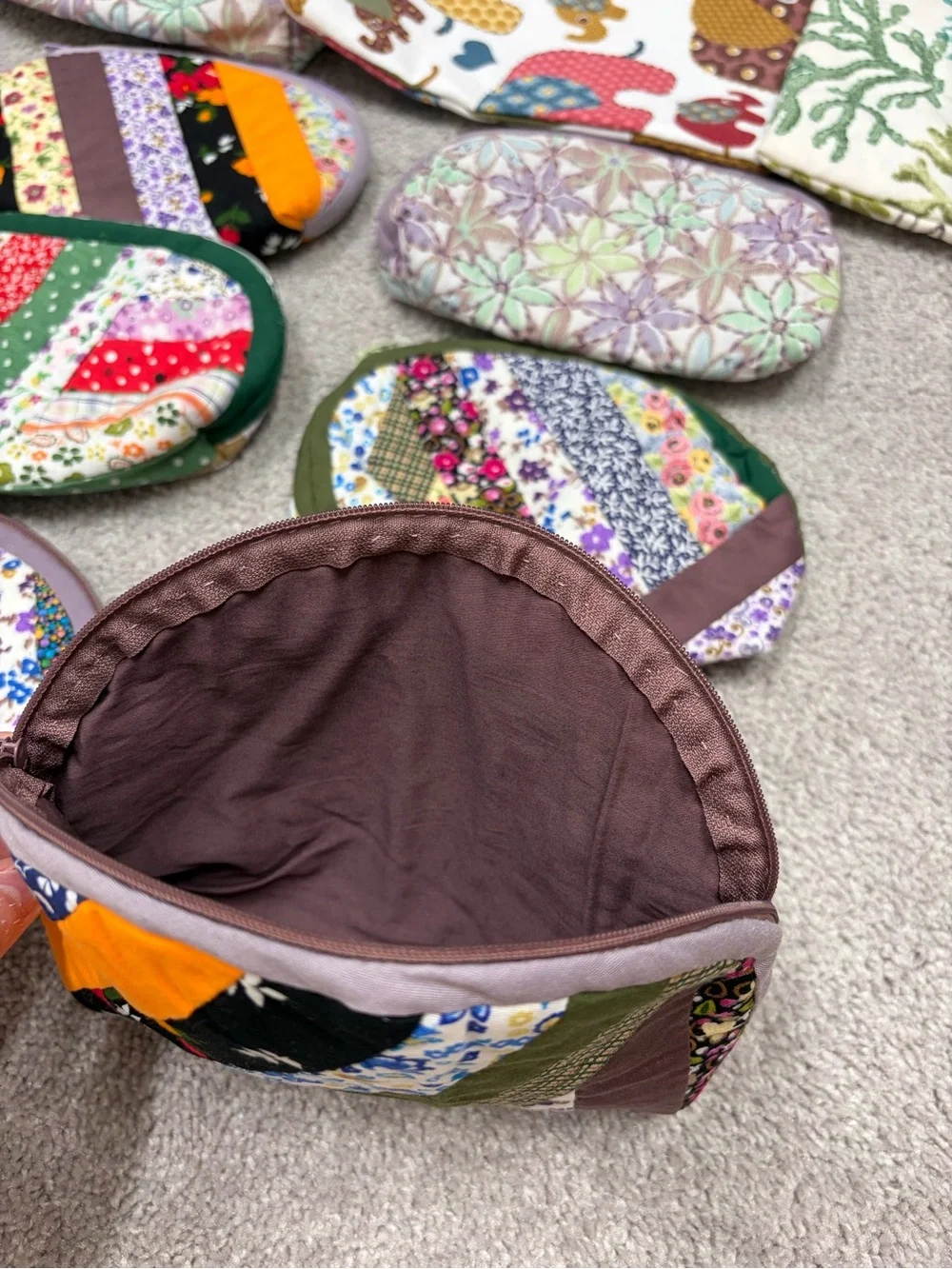 Handmade cosmetics bags made by my mother